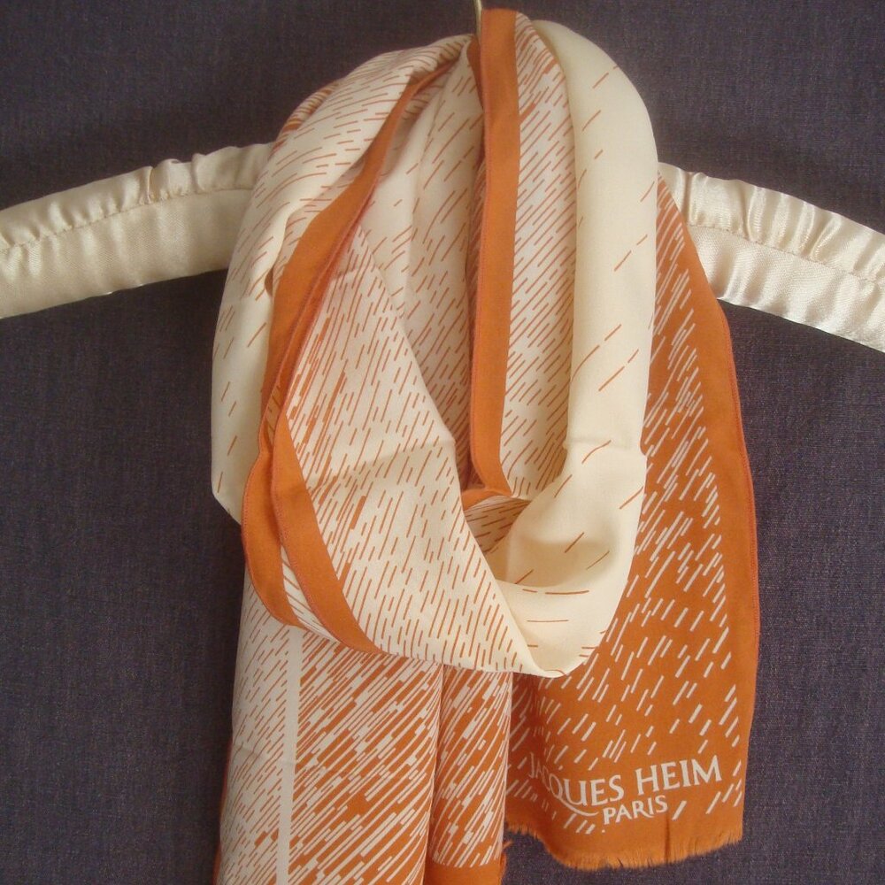 JACQUES HEIM PARIS Abstract Silk Scarf Long Rectangle